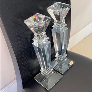 Pair of Lead Crystal Candlestands.  Offers welcome:)